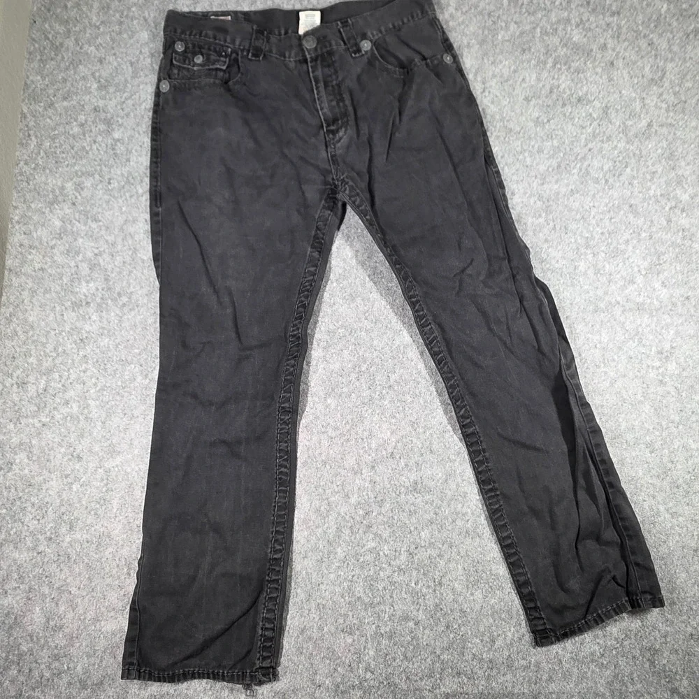 True Religion Ricky Super T Jeans Black Flap Pocket MQ6859L27 USA Mens 40x34 Y2K